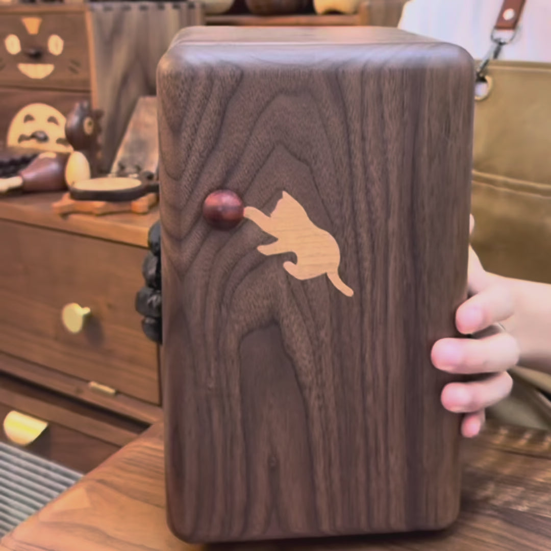 Lunelle Cat 6-Drawer Walnut Jewelry Organizer Box