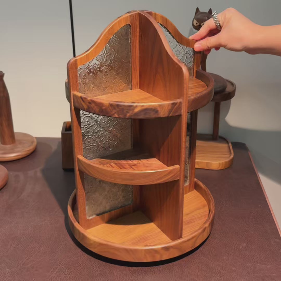 Amora Walnut Makeup Storage Cabinet Organizer