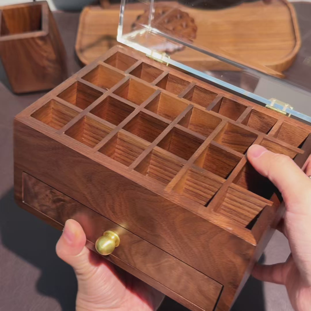 Vanity Solid Walnut Lipsticks Organizer Box