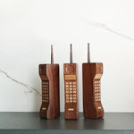 retro walnut wood brick phone desk ornament and bottle opener