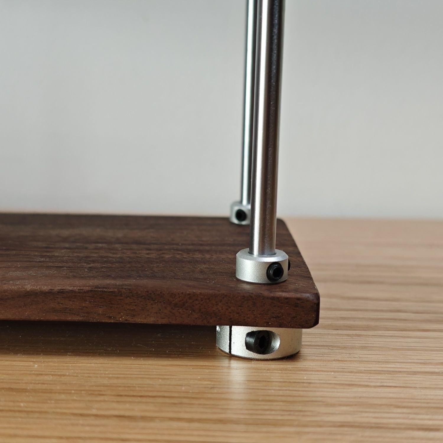 two-tier walnut desktop shelf