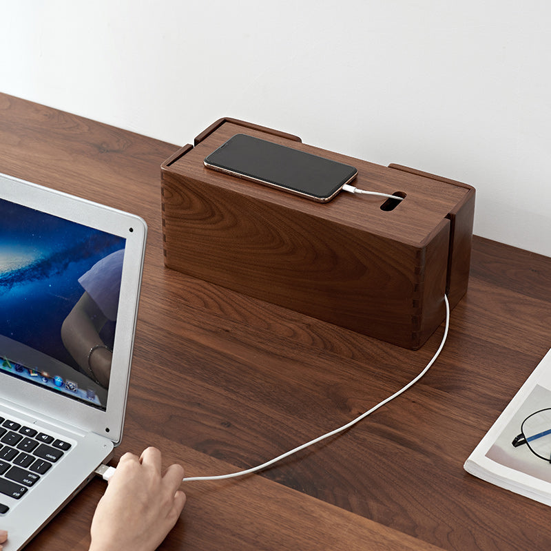 walnut cable management box