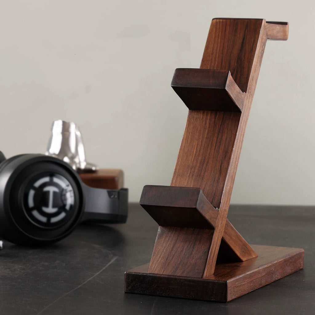 walnut controller and headset holder