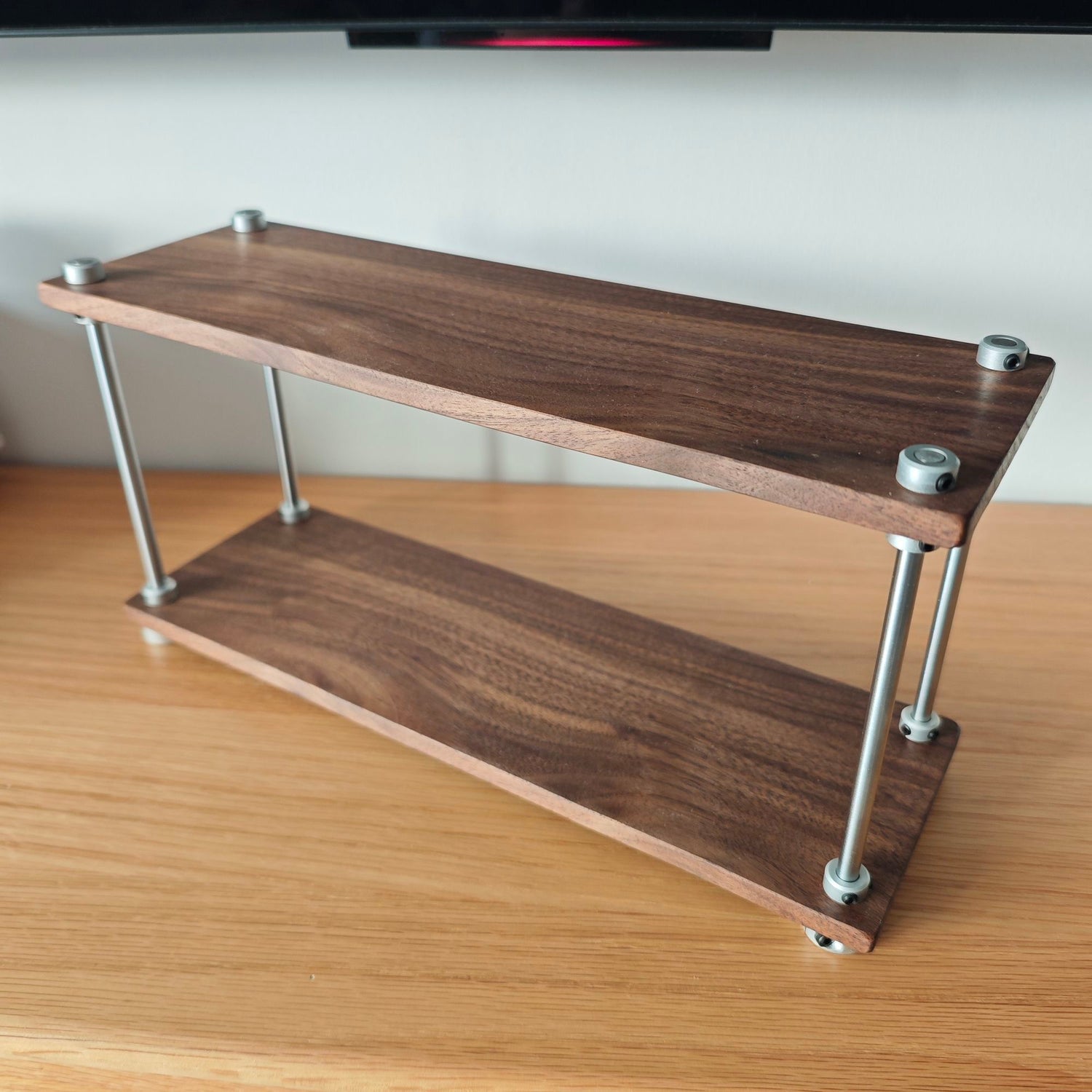 walnut dual-layer desk organizer