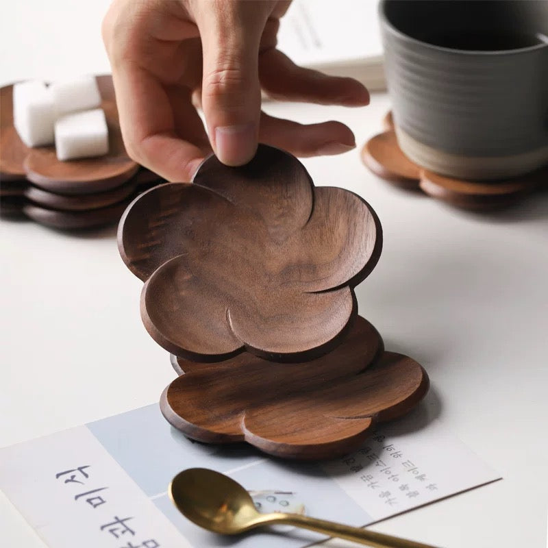 walnut petal coasters set of 4