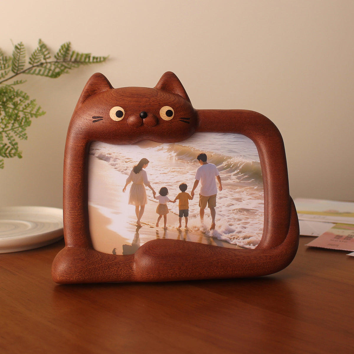 Cat Mid Frame Premium Solid Wood Cat Photo Frame | Walnut Addicted