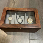 wood watch case glass lid