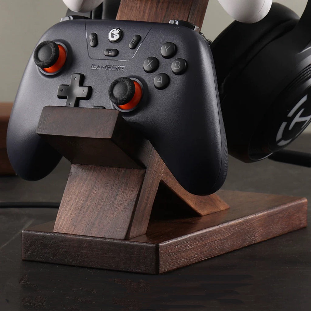 wooden gaming accessories stand