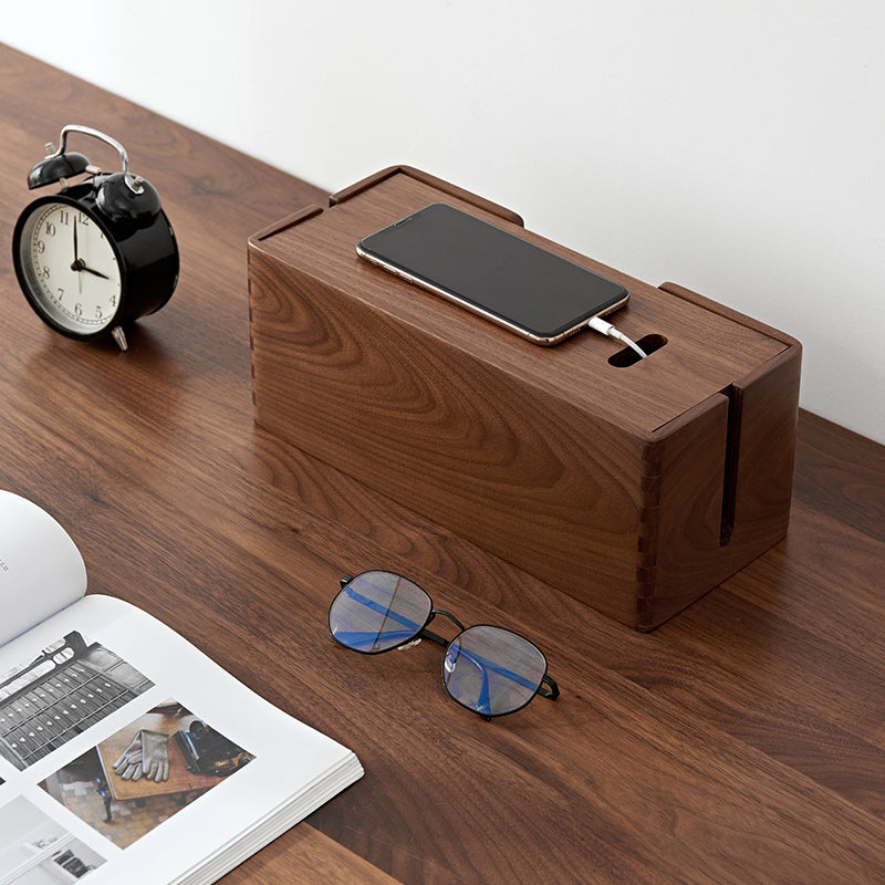 wooden power strip storage box